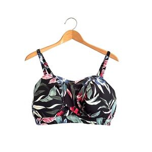 Swim By Cacique Bikini Top Leaf Print Dark Floral Womens Plus Size 18